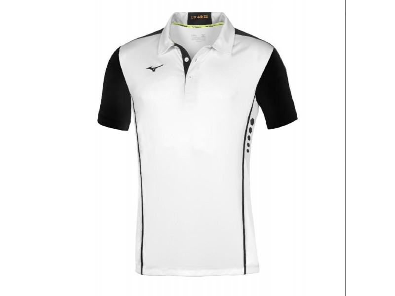 MIZUNO POLO HEX RECT - BIANCO/NERO